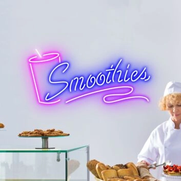 Smoothies Colorful Neon Sign for Healthy Cafes