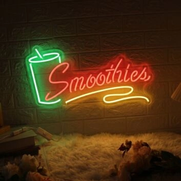 Smoothies Colorful Neon Sign for Healthy Cafes