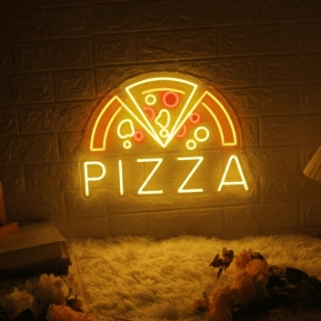 Customize Pizza Trio Slice Savor the Variety with Colorful Neon