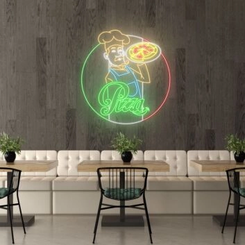 Customize Pizza &amp; Chef Celebrate Culinary Art with Neon Display