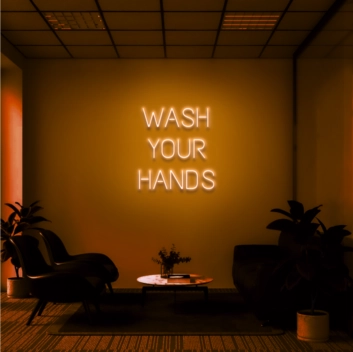 Wash your hands Add a Fun Twist to Hygiene with Neon Sign