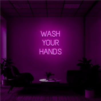 Wash your hands Add a Fun Twist to Hygiene with Neon Sign