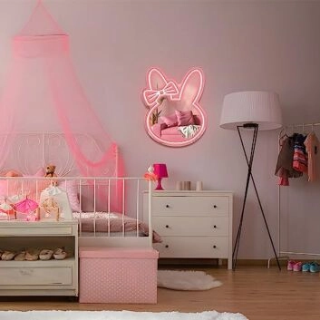 Cute Rabbit Neon Mirror Sign