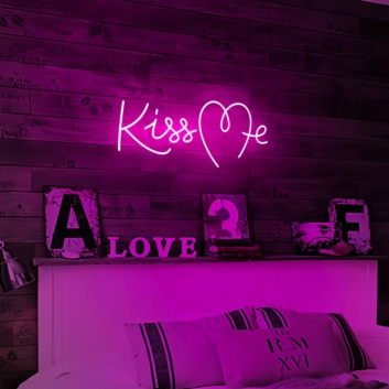 Kiss Me Neon Art Sign Add a Touch of Romance to Your Space