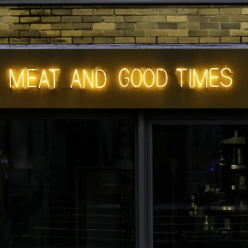 Grill Master&#039;s Delight: Meat and Good Times Neon Art to Elevate Your BBQ Experience