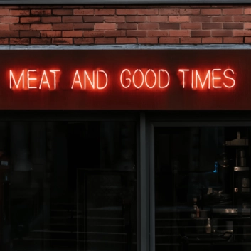 Grill Master's Delight: Meat and Good Times Neon Art to Elevate Your BBQ Experience