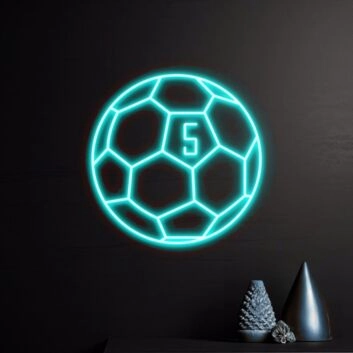 Custom Number Soccer Ball Neon Sign Sport Club Room Wall Art Decor