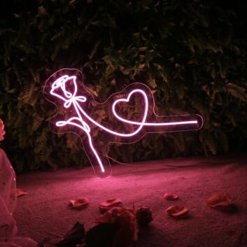 &#39;Rose and heart&#39; neon sign