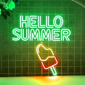 Customize Hello Summer Popsicle Ice Cream Neon Sign