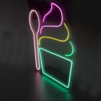 Satisfy Your Cravings Ice Cream Neon Sign