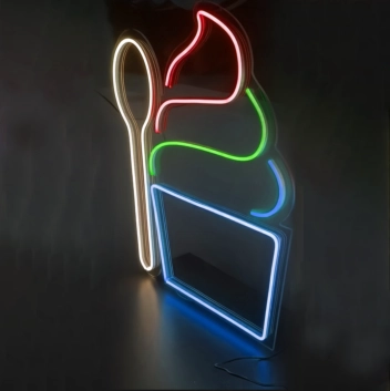Satisfy Your Cravings Ice Cream Neon Sign