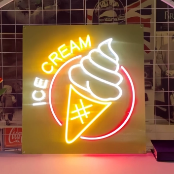 Customize Satisfy Your CravingsDelicious Ice Cream Neon Sign