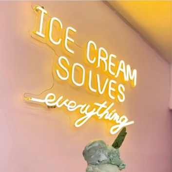 Summer Bliss Ice Cream Solves Everything Neon Sign