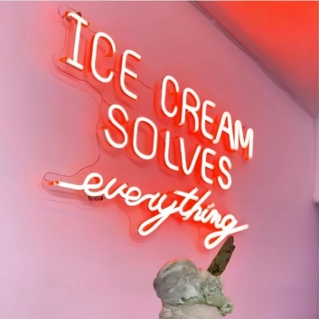 Summer Bliss Ice Cream Solves Everything Neon Sign