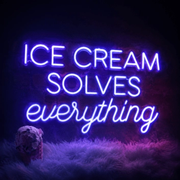 Indulge in Bliss Ice Cream Solves Everything Neon Sign