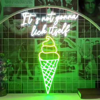 Customize Frozen Delight Oasis Ice Cream Solves Everything Neon Sign