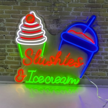Customize Tempting Treats Slushies And Ice Cream Neon Sign