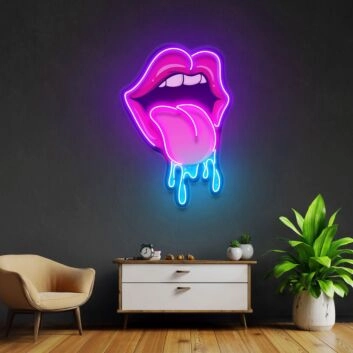 Lips Dripping Led Neon Acrylic Artwork