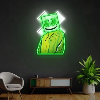 X Mask Cartoon Neon X Acrylic Artwork