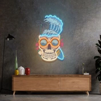 Skull Beach Led Neon Sign Light Pop Art