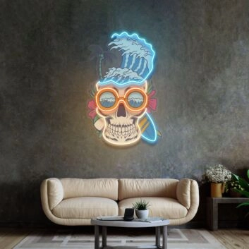 Skull Beach Led Neon Sign Light Pop Art
