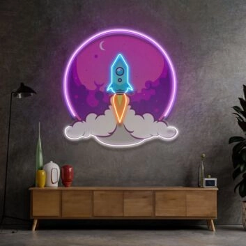Rocket Launch Led Neon Sign Light Pop Art