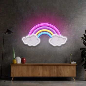 Rainbow Floating On Clouds Led Neon Sign Light Pop Art