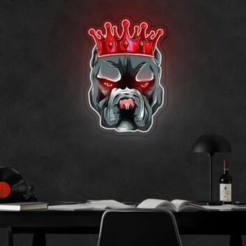 Pitbull In Crown Neon Sign X Acrylic Artwork