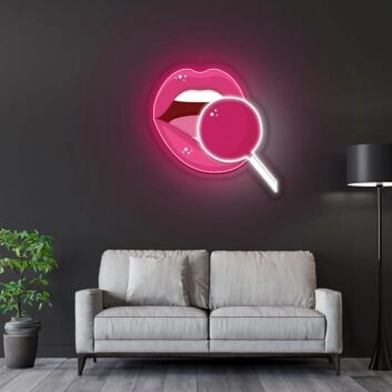 Pink Lip Neon Sign X Acrylic Artwork