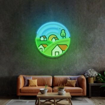 Morning On Grassy Village Led Neon Sign Light Pop Art