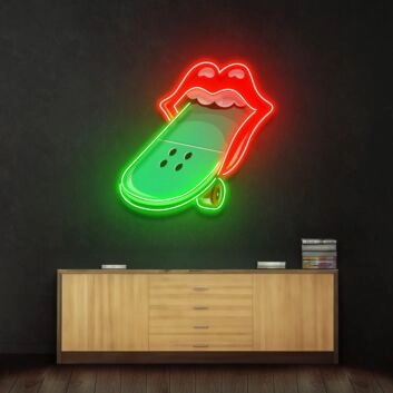 Lips Skateboard Led Neon Acrylic Artwork