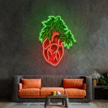 Heart Marijuana Led Neon Sign Light Pop Art
