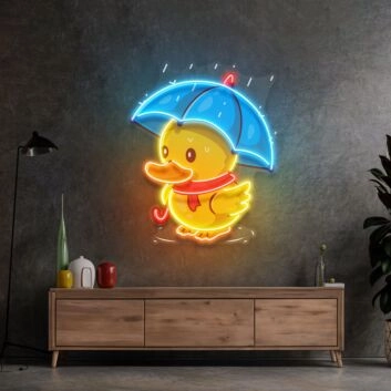 Duck Walking Under Rain Led Neon Sign Light Pop Art