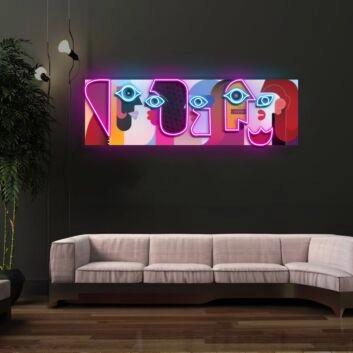 Five Faces Neon X Acrylic Artwork