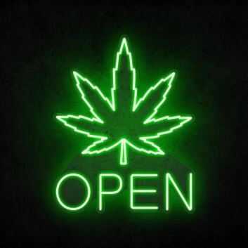 Customize Large Leaf Green Open Neon Signs