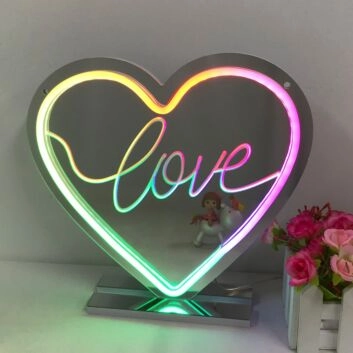 LOVE Heart Colorful Mirror Neon Signs