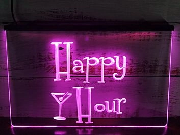 Happy Hour Martini Glass Hanging Neon Sign