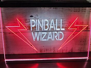 Pinball Wizard Two Tone Hanging Neon Sign