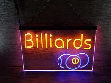 Billiards Two Tone Hanging Neon Sign