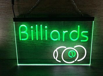 Billiards Two Tone Hanging Neon Sign