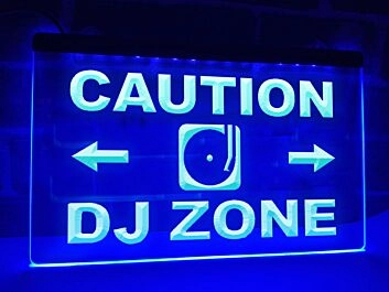 Caution DJ Zone Hanging Neon Sign