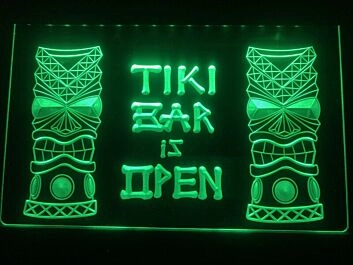Tiki Bar is Open Hanging Neon Sign