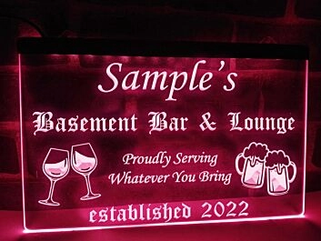 Basement Bar and Lounge Personalized Hanging Neon Sign