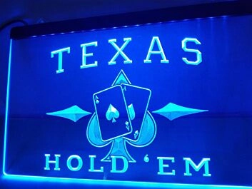 Texas Hold'em Poker Hanging Neon Sign