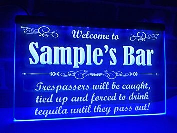 Trespassers Bar Personalized Hanging Neon Sign