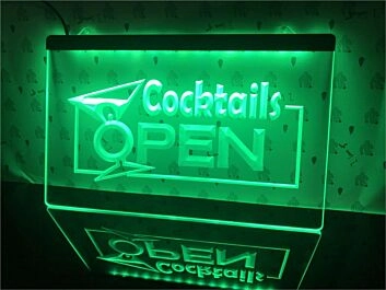 Cocktails Open Hanging Neon Sign