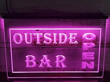 Outside Bar Open Hanging Neon Sign