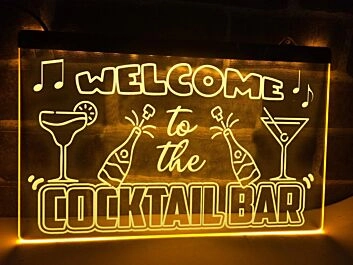Welcome to the Cocktail Bar Hanging Neon Sign