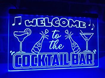 Welcome to the Cocktail Bar Hanging Neon Sign