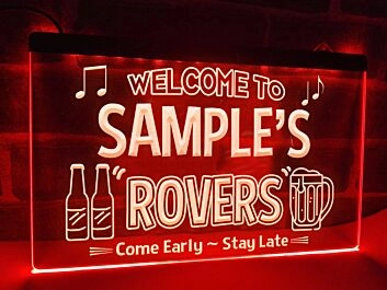 Welcome to the Rovers Personalized Hanging Neon Sign